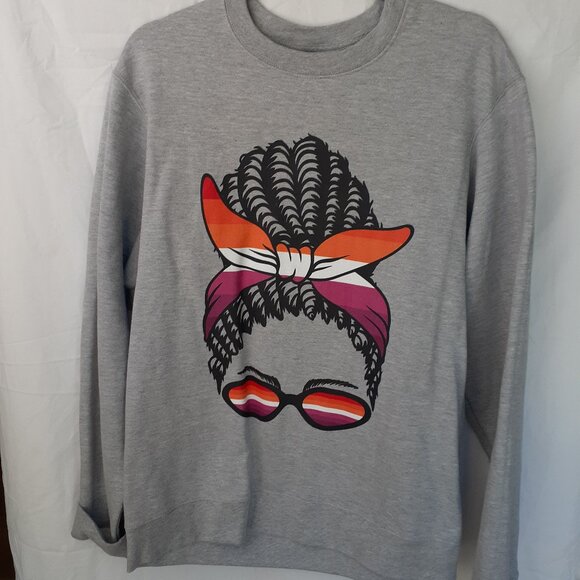 Messy Bun African Mama Pride - New Medium Heather Gray Sweatshirt - Picture 2 of 8